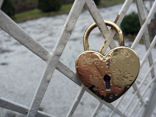 locks of loving couples on a bridge, symbol
