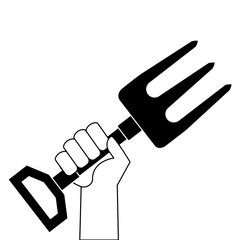 Obraz premium hand with gardening rake vector illustration design