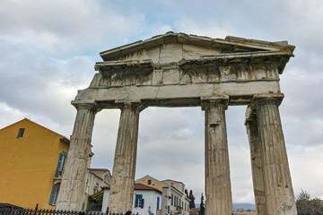 Sunset view of Roman Agora in Athens, Attica, Greece