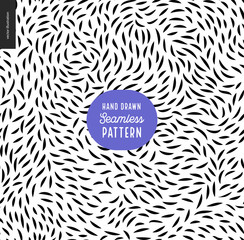 Fototapeta premium Hand drawn black and white pattern. Fur or leaves seamless black and white pattern