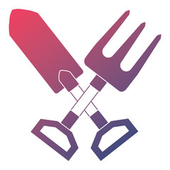 gardening shovel with rake vector illustration design