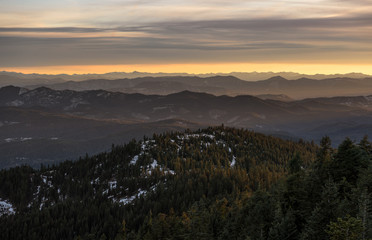 Plakat Cascade Mountain Range at Sunset