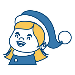 Cute girl and christmas tree cartoon