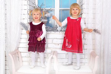 Cute children indoor at christmas