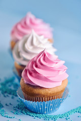 Delicious cupcake on table