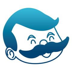 Grandparent face with mustache face cartoon