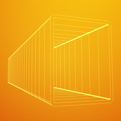 Wireframe low poly mesh construction metallurgy square tube profile symbol vector illustration