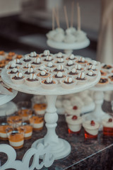 buffet of sweets at the wedding table