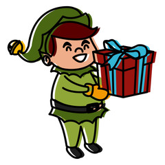 Cute elf christmas cartoon