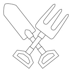 gardening shovel with rake vector illustration design