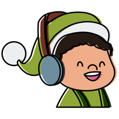 Cute boy face christmas cartoon