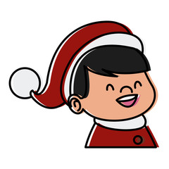 Cute boy face christmas cartoon