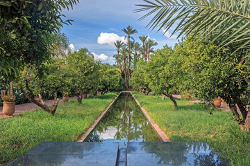 water fountain in Musée de la palmeraie garden in Marrakech, Morocco 
