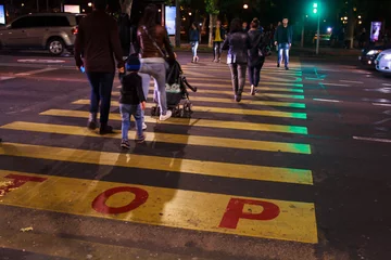 Foto op Plexiglas Motion of pedestrian zebra crossing or crosswalk. © Daniel