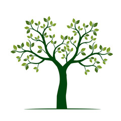 Green Spring Tree. Vector Illustration.