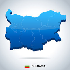 Bulgaria - map and flag - Detailed Vector Illustration