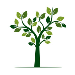 Green Spring Tree. Vector Illustration.