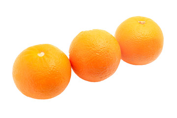 Three mandarin oranges isolated on white