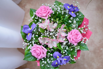 Horizontal picture with beautiful bright bouquet