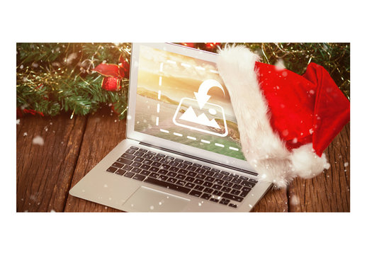 Laptop Mockup with Santa Hat