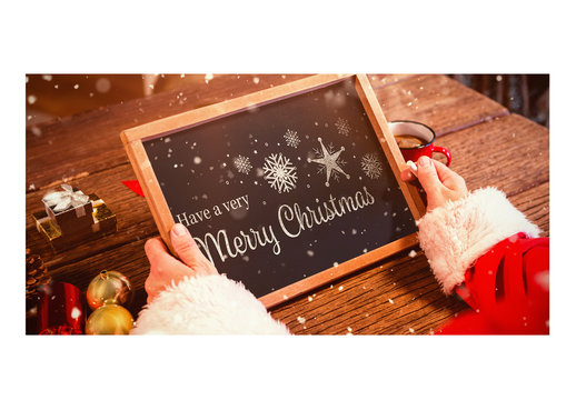 Santa Claus Holding a Chalk Tablet Mockup 4