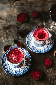 Freshly juiced beet and ginger smoothie
