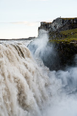 Landscape view of Dettifoss in Iceland, the most powerful waterfall in Europ. 