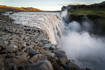 Landscape view of Dettifoss in Iceland, the most powerful waterfall in Europ. 