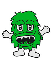 Fototapeta premium haarig süß niedlich frech klein monster horror halloween böse ork troll comic cartoon clipart