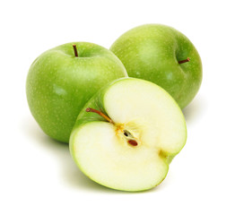 isolated green apple fruit on white background