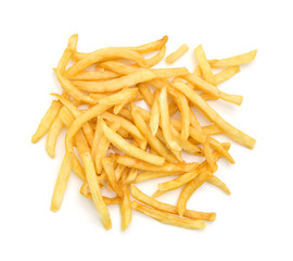 Fried potato chips isolated on white background