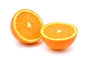 fresh orange fruit cut isolated on white background