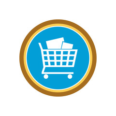 Shopping cart, supermarket trolley icon. Vector Illustration