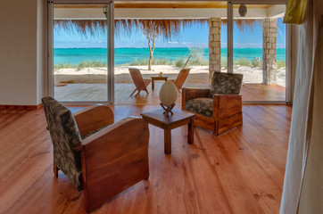 Fototapeta na wymiar Private lounge with sea view