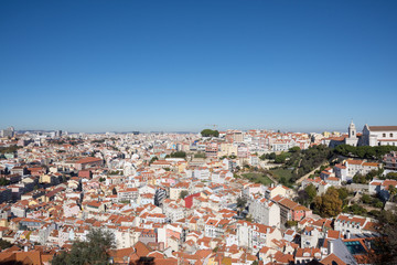 Fototapeta premium Vista do horizonte de Lisboa, Portugal. Dezembro de 2017