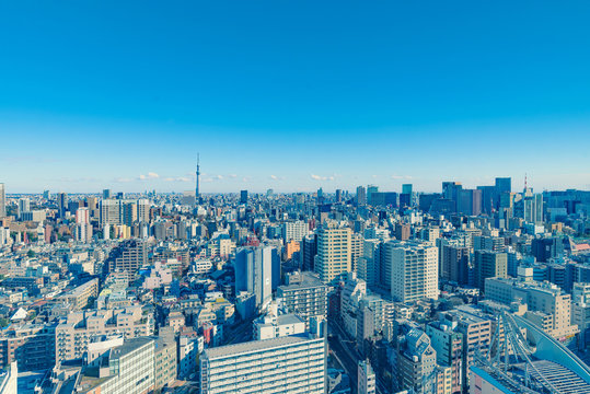 Tokyo city skyline. Bunkyo ward aerial view.