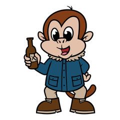 Cartoon Monkey Wearing Winter Coat