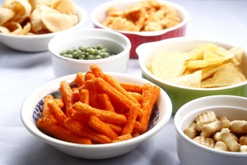 Assorted chips and junk food