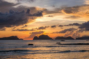Beautiful sunset  in El Nido, Palawan island, Philippines