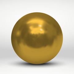 Realistic Gold ball isolated on white background.