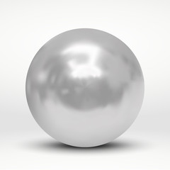 Realistic silver ball isolated on white background. pearl