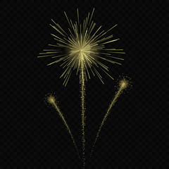 Festive Golden Firework Salute Burst on Transparent Background