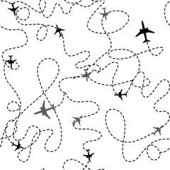 Air travel. Lines are flight paths of commercial airline passenger jet airplanes. Abstract Illustration