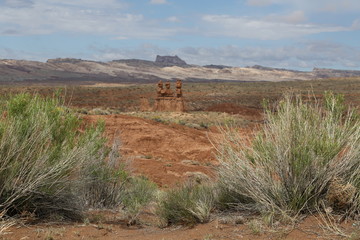 Hoodoos and bushes in Goblin Valley