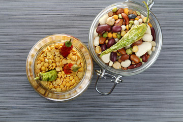 Mixed beans in a jar