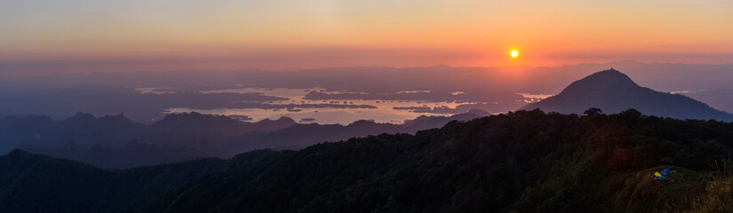 Panorama view of  high mountain in sunset time