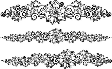 Ethnic indian line art border