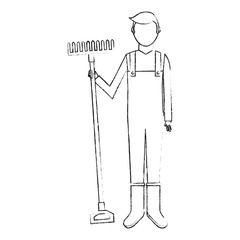 gardener with rake avatar character icon vector illustration design