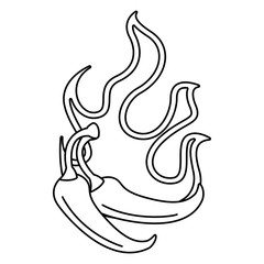 spicy chile vegetable with flames vector illustration design