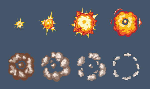 Animation of the explosion effect, broken into separate frames.